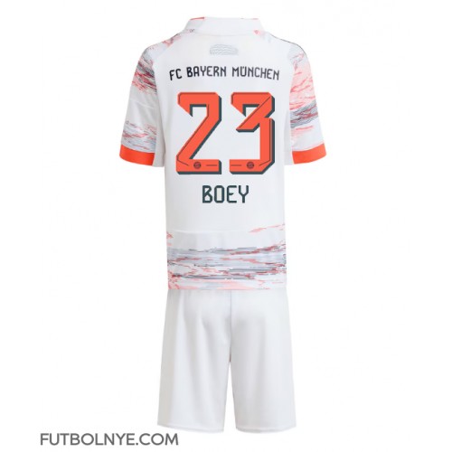 Camiseta Bayern Munich Sacha Boey #23 Visitante Equipación para niños 2025-26 manga corta (+ pantalones cortos)